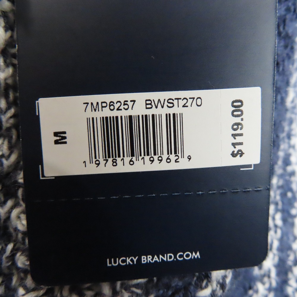 Lucky Brand Mens Baja Hooded Sweater Navy Blue White Striped Medium NEW - Picture 8 of 15